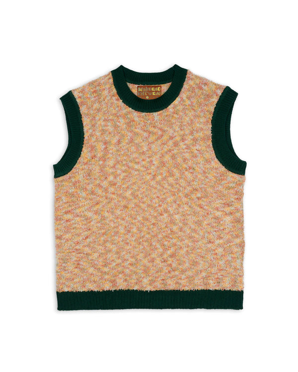 Brain Dead Teddy Fur Striped Vest, Brown Multi